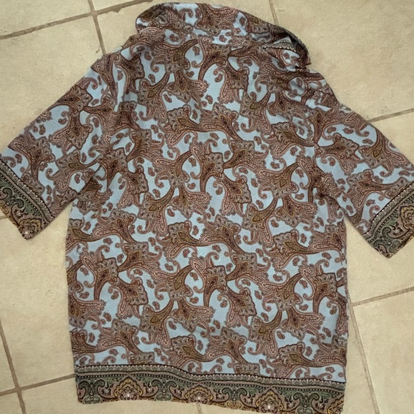 Mango MNG Suit Blue Paisley Top Shirt 4 Small - Picture 5 of 6